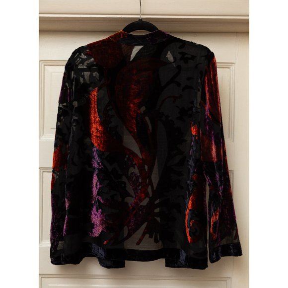 Vintage Long Sleeve Velvet Sheer Kimono Jacket - Picture 2 of 6